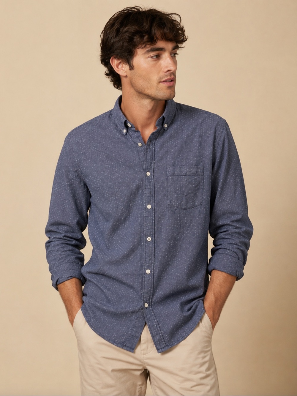 Men’s Express Micro‎ Dot Button-Down Shirt - L